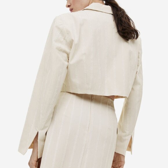 NWT - H&M Textured-weave Crop Jacket - Picture 6 of 8
